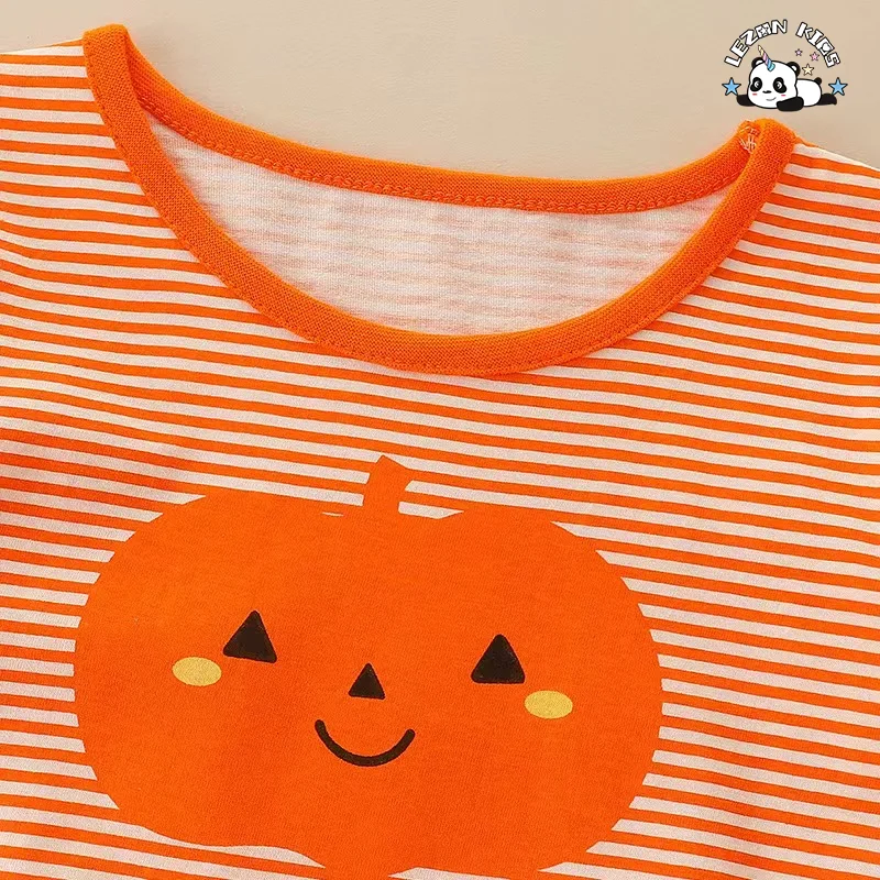 LEZONKIDS - Custom Designs Orange Pumpkin Long Sleeves Kids Summer Tulle Dress for 4 to 12T Children